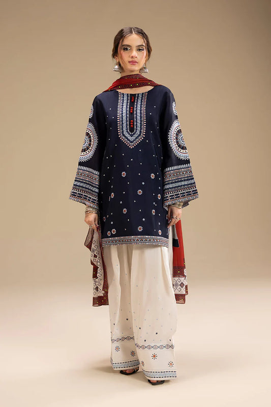 BAROQUE UNSTITCHED 3PC DHANAK EMBROIDERED WITH DIGITAL PRINT SHAWL