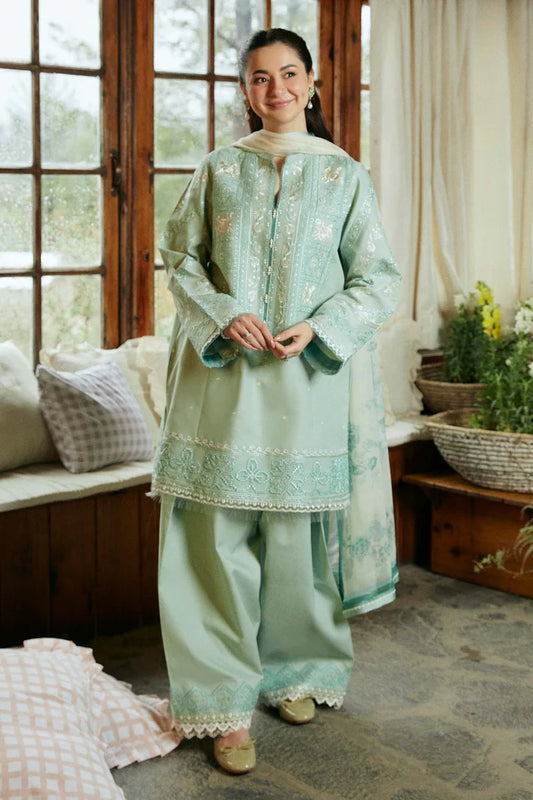 ZAHRA SHAHJAHAN-3PC LAWN EMBROIDERED SHIRT WITH LAWN EMBROIDERED DUPATTA AND LAWN TROUSER-D-3531