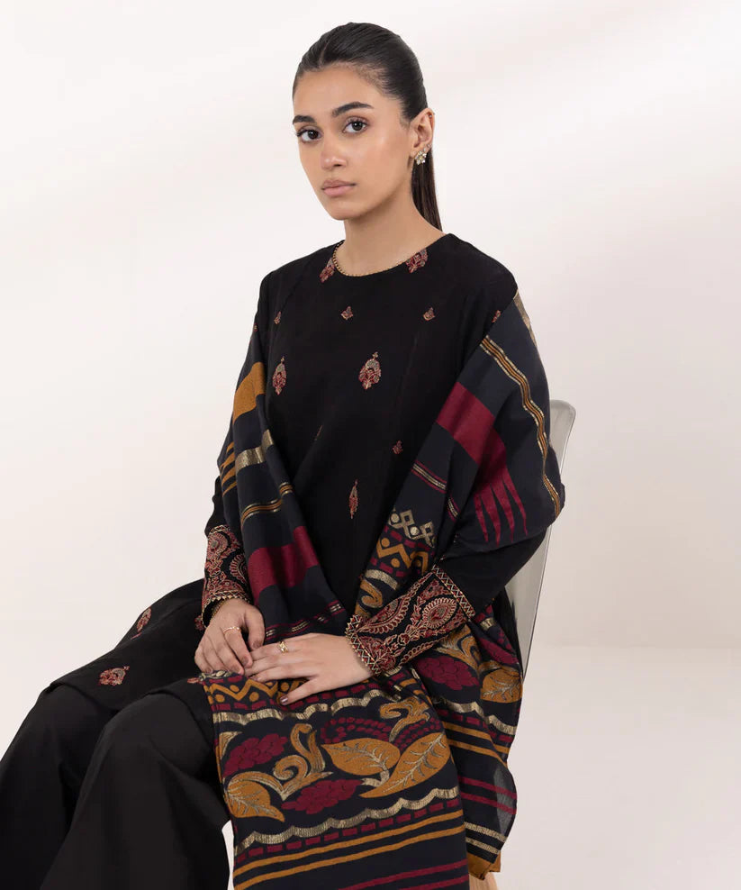 SAPPHIRE- 3PC LAWN EMBROIDERED SHIRT WITH MONARK PRINT DUPATTA AND TROUSER-D-3593