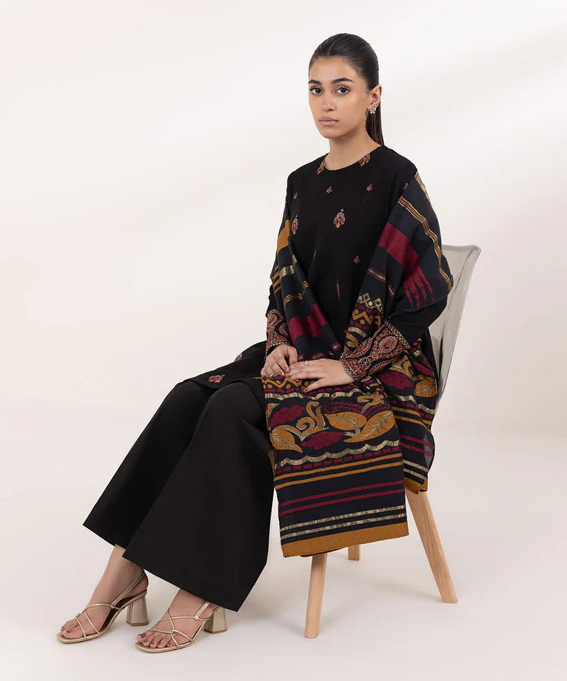 SAPPHIRE- 3PC LAWN EMBROIDERED SHIRT WITH MONARK PRINT DUPATTA AND TROUSER-D-3593