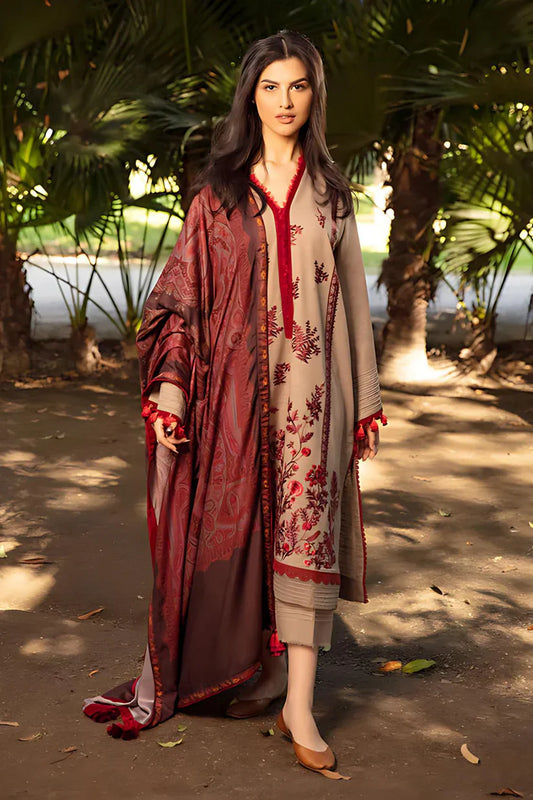 ZAINAB CHOTTANI -3PC LAWN EMBROIDERED SHIRT WITH MONARK PRINT DUPATTA AND TROUSER -D-3508