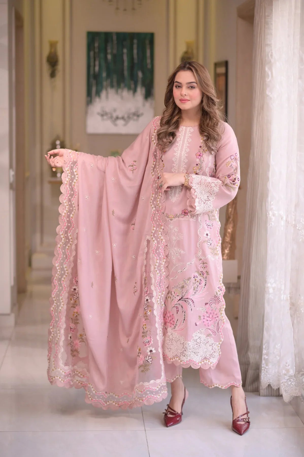 Aneelas - 3PC Luxury Dhanak Embroidered Suit (SYT-550)