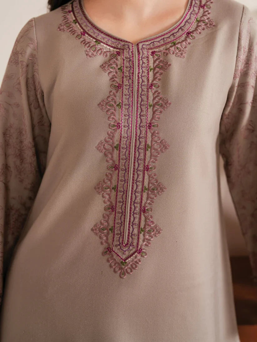 GARNET-3PC LAWN EMBROIDERED SHIRT WITH MONARK PRINT DUPATTA AND TROUSER-D-3534