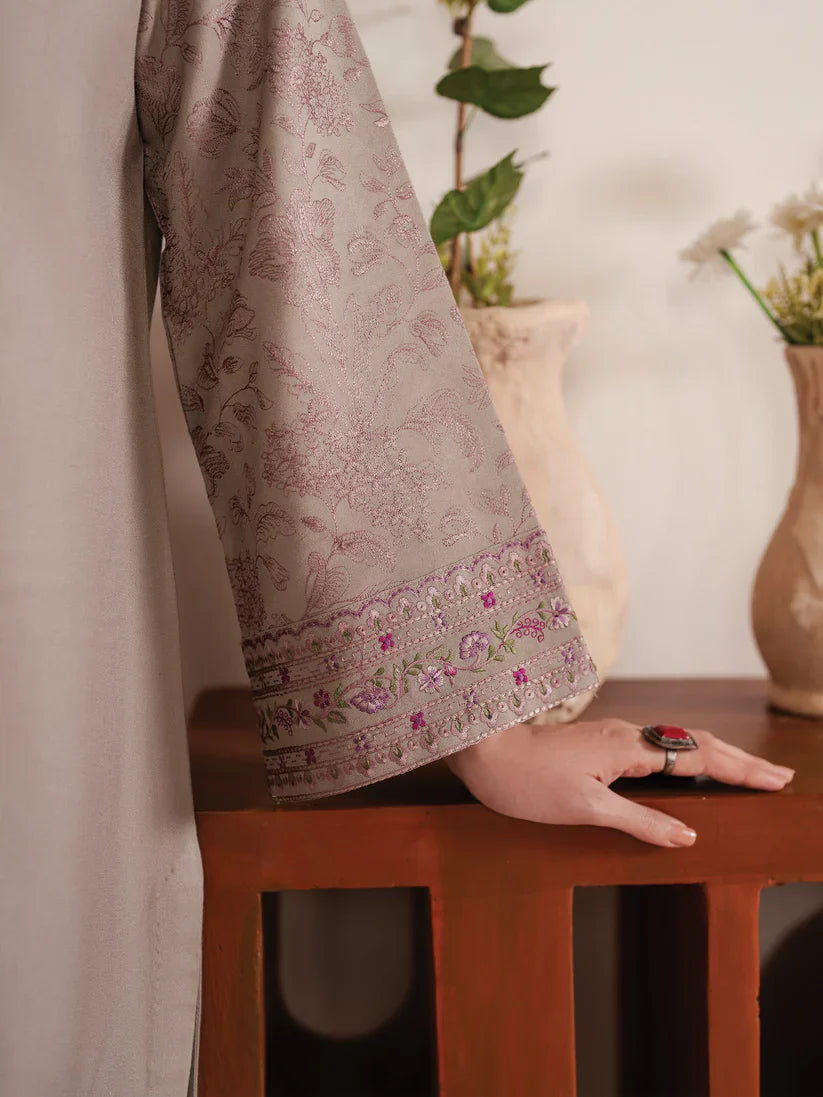GARNET-3PC LAWN EMBROIDERED SHIRT WITH MONARK PRINT DUPATTA AND TROUSER-D-3534
