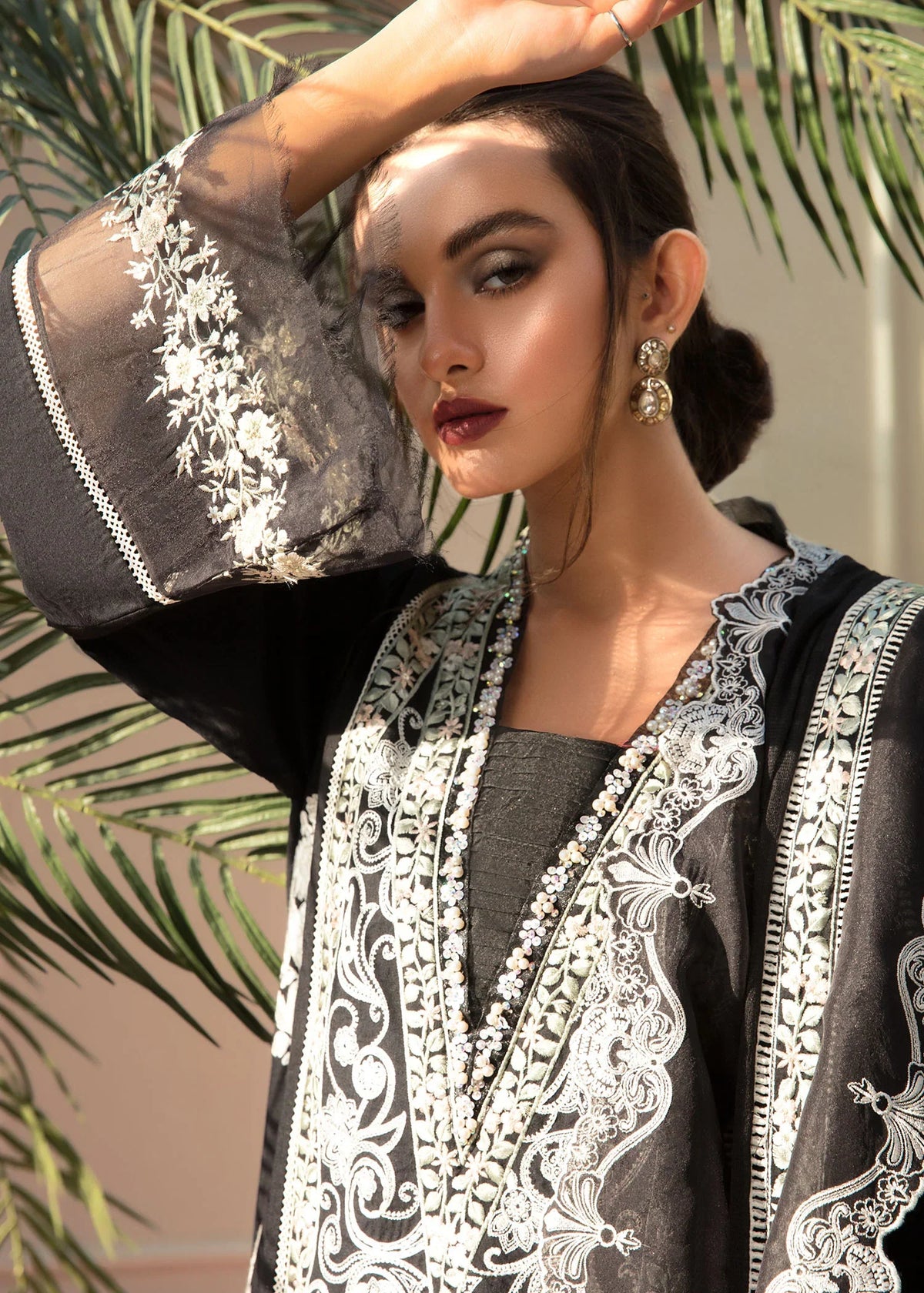 Crimson - 3PC Luxury Viscose Embroidered Suit (SYT-559)