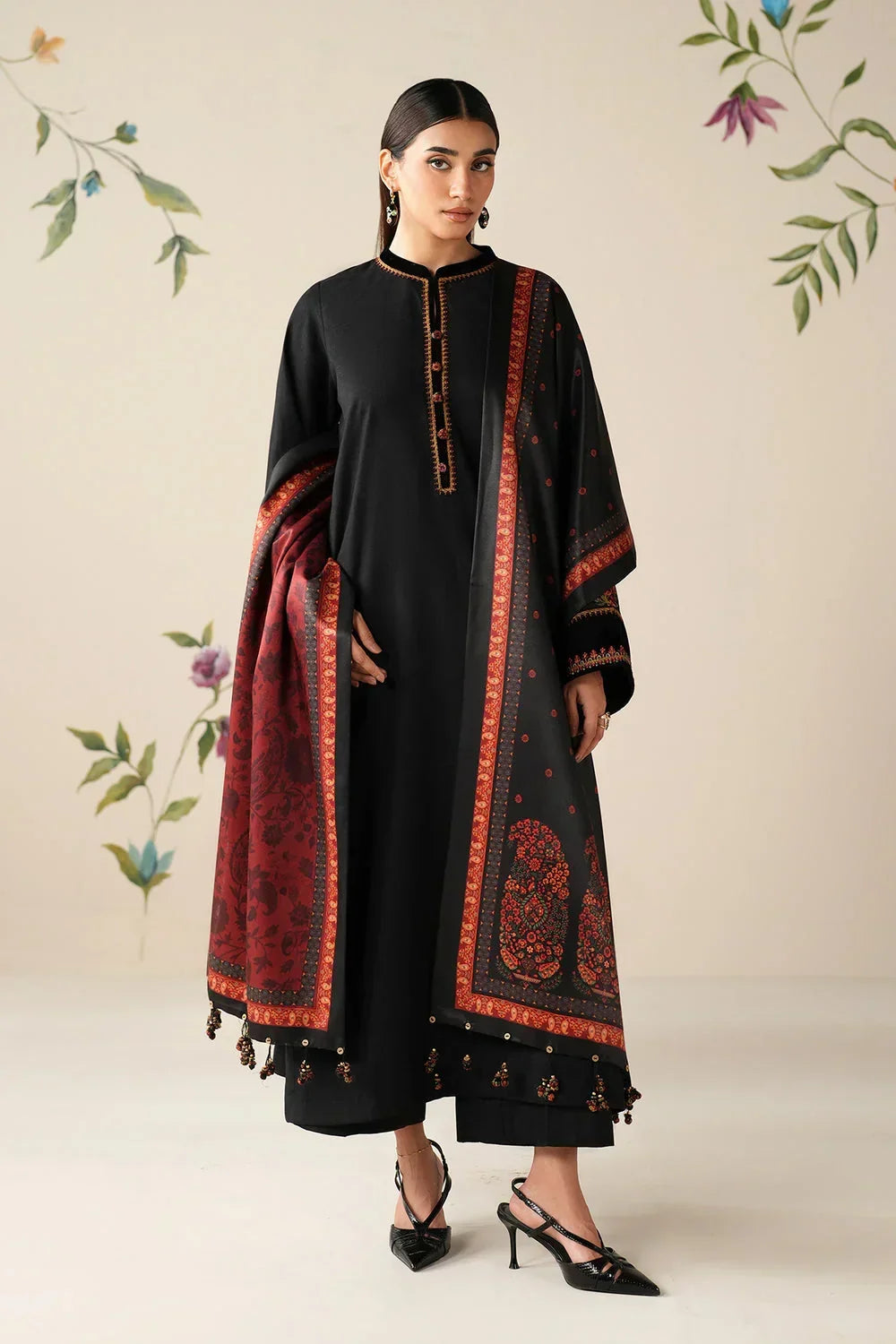 Baroque - 3PC Dhanak Embroidered Suit (SYT-560)