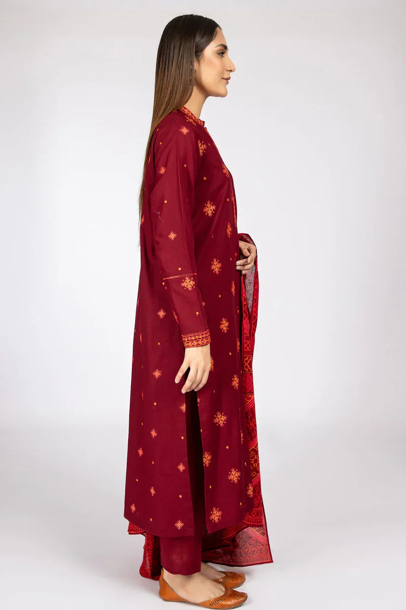 KAYSERIA- 3PC LAWN EMBROIDERED WITH MONARK PRINT DUPATTA & TROUSER-D-3588
