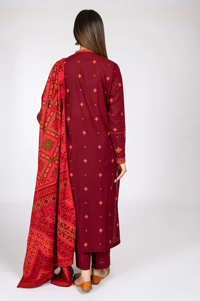 KAYSERIA- 3PC LAWN EMBROIDERED WITH MONARK PRINT DUPATTA & TROUSER-D-3588