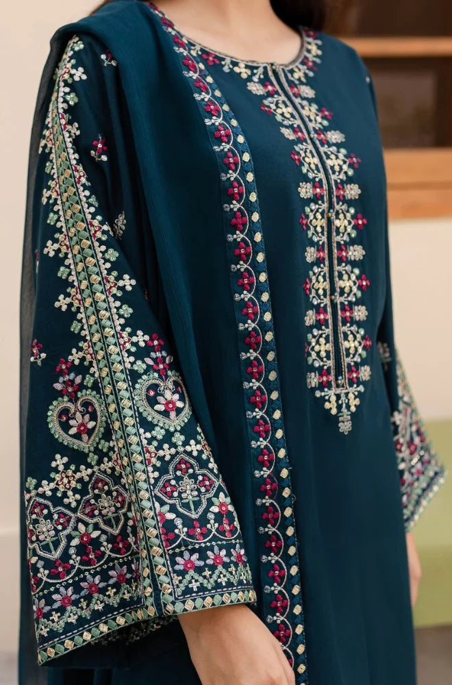 Batik - 3PC Lawn Embroidered Shirt with Embroidered Chiffon Dupatta (Unstitched)