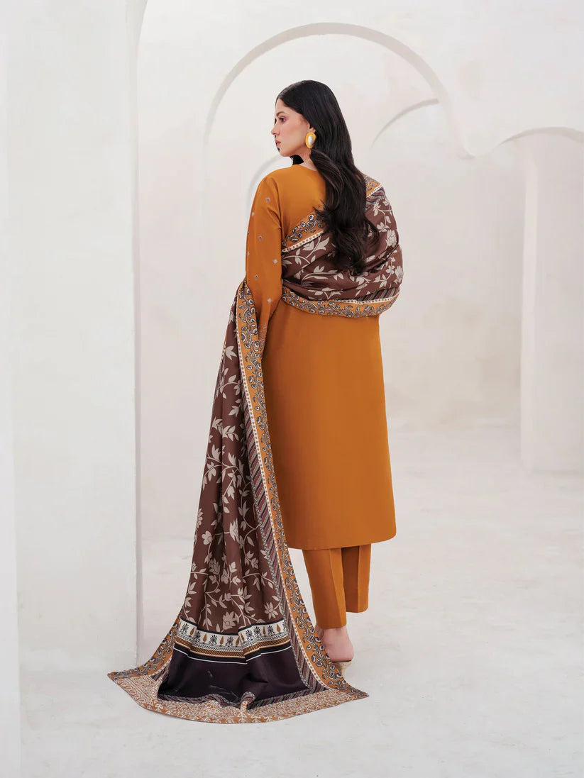 GARNET-3PC LAWN EMBROIDERED SHIRT WITH MONARK PRINT DUPATTA AND TROUSER-D-3534