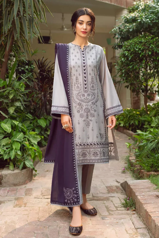 JAZMIN -3PC LAWN EMBROIDERED SHIRT WITH BAMBER CHIFFON EMBROIDERD DUPATTA-D-3527