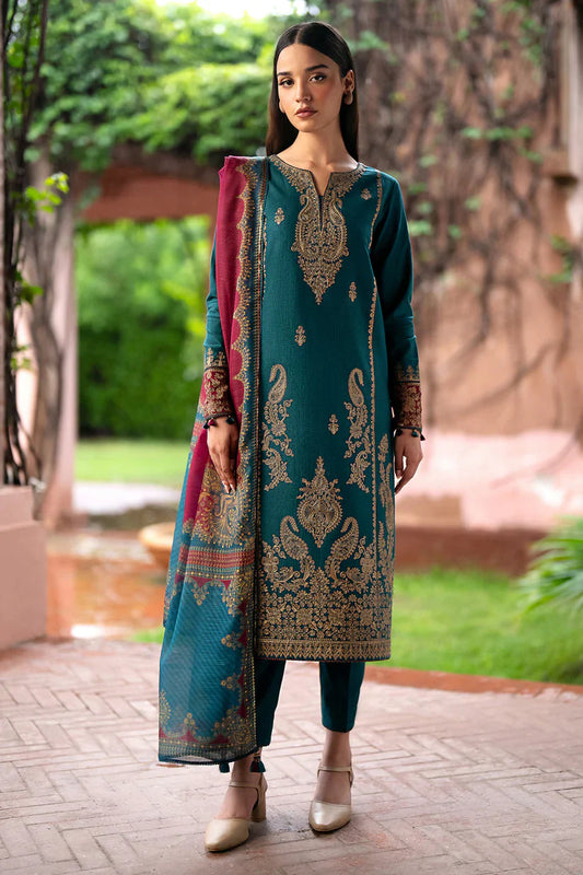 JAZMIN- 3PC LAWN EMBROIDERED SHIRT WITH MONARK PRINT DUPATTA AND TROUSER-D-3581