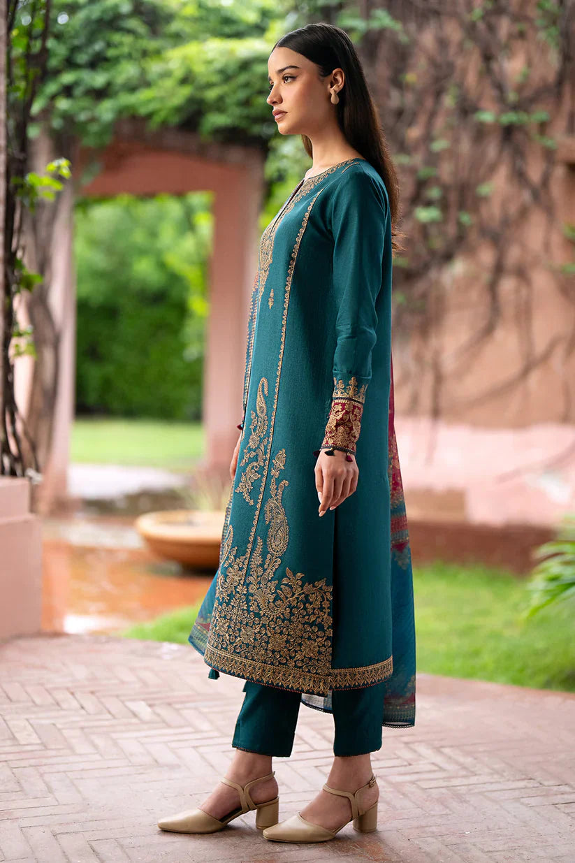 JAZMIN- 3PC LAWN EMBROIDERED SHIRT WITH MONARK PRINT DUPATTA AND TROUSER-D-3581