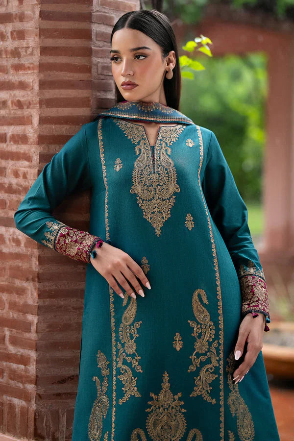 JAZMIN- 3PC LAWN EMBROIDERED SHIRT WITH MONARK PRINT DUPATTA AND TROUSER-D-3581