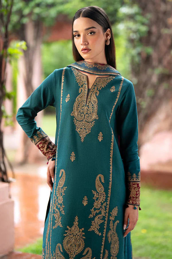 JAZMIN- 3PC LAWN EMBROIDERED SHIRT WITH MONARK PRINT DUPATTA AND TROUSER-D-3581