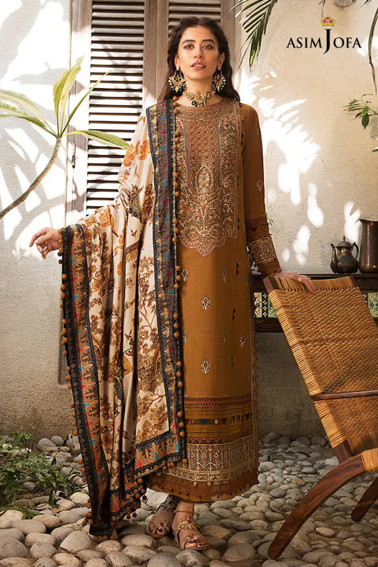 ASIM JOFA-3PC LAWN EMBROIDERED WITH MONARK PTINT DUPATTA & TROUSR-D-3537