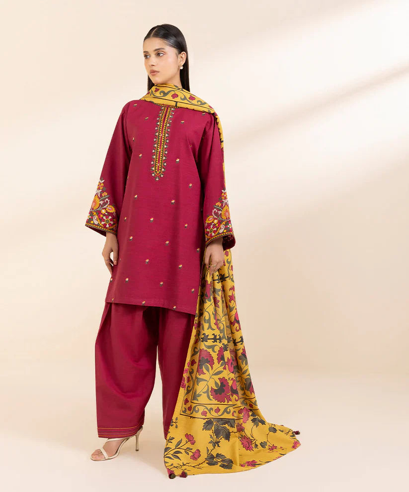 SAPPHIRE-3PC LAWN EMBROIDERED SHIRT WITH MONARK PRINT DUPATTA AND TROUSER-D-3607