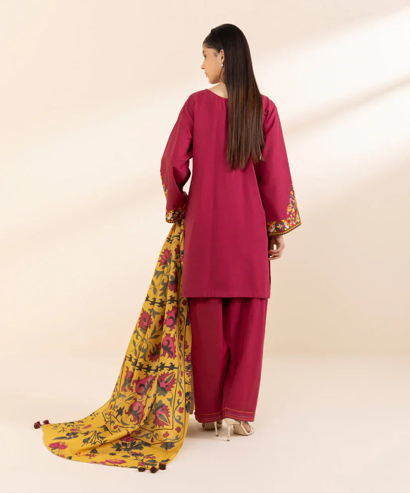 SAPPHIRE-3PC LAWN EMBROIDERED SHIRT WITH MONARK PRINT DUPATTA AND TROUSER-D-3607