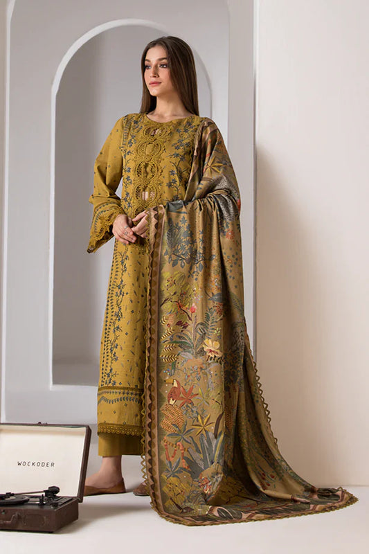 SOBIA NAZIR- 3PC LAWN EMBROIDERED SHIRT WITH MONARK PRINT DUPATTA AND TROUSER-D-3570