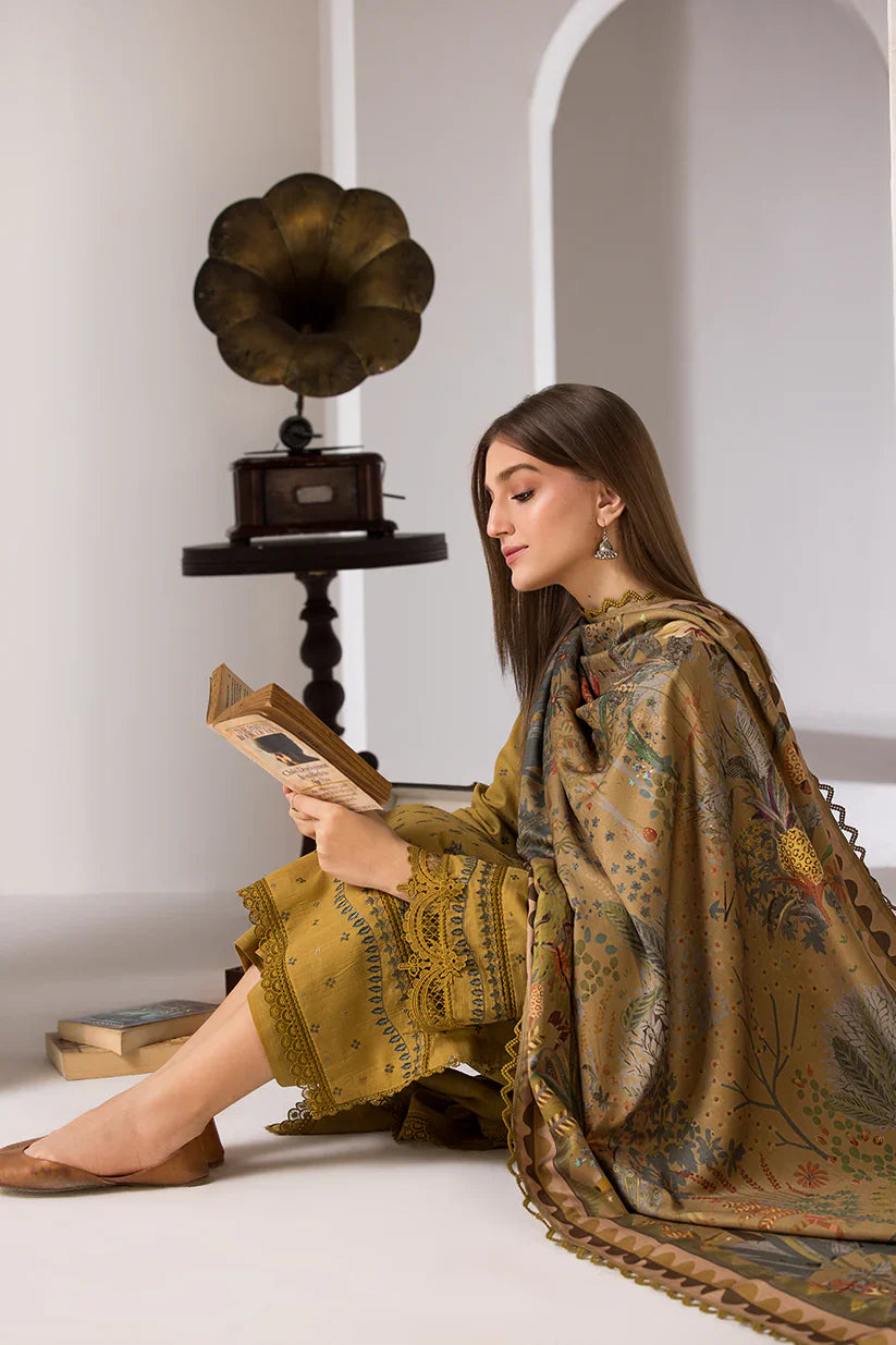 SOBIA NAZIR- 3PC LAWN EMBROIDERED SHIRT WITH MONARK PRINT DUPATTA AND TROUSER-D-3570