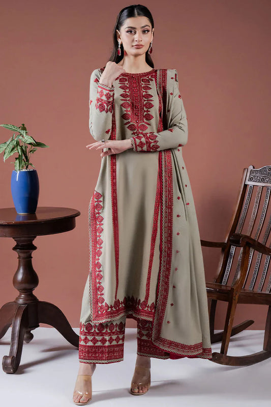 Asim Jofa-Lawn 3pc Embroidered Shirt With Lawn Embroidered Dupatta & Embroidered Trouser-D-3563