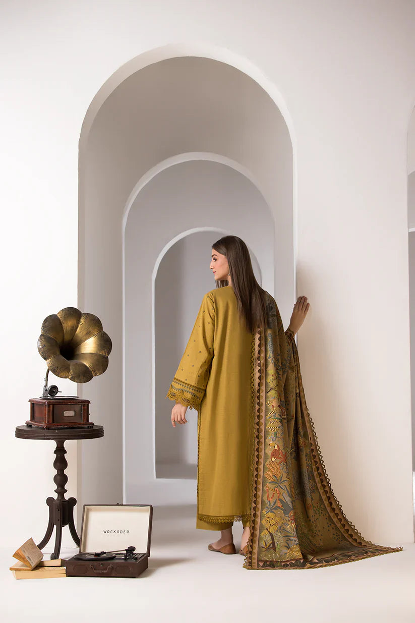 SOBIA NAZIR- 3PC LAWN EMBROIDERED SHIRT WITH MONARK PRINT DUPATTA AND TROUSER-D-3570
