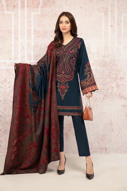 MARIA B-3PC LAWN EMBROIDRED SHIRT WITH MONARK PRINT DUPATTA AND TROUSER-D-3555