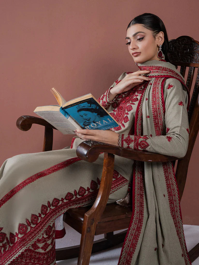 Asim Jofa-Lawn 3pc Embroidered Shirt With Lawn Embroidered Dupatta & Embroidered Trouser-D-3563