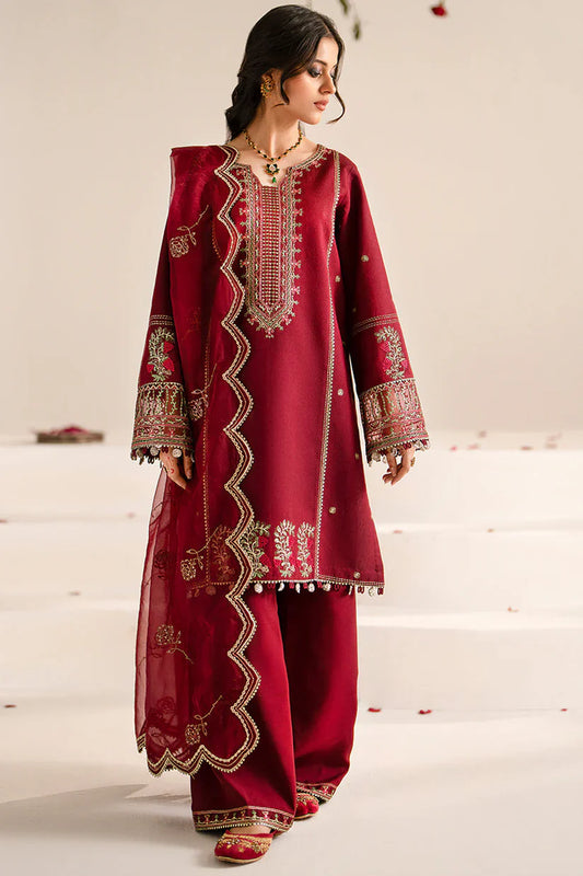 JAZMIN-3PC LAWN EMBROIDERED SHIRT WITH ORGANZA EMBROIDRED DUPATTA AND TROUSER-BIC-3209