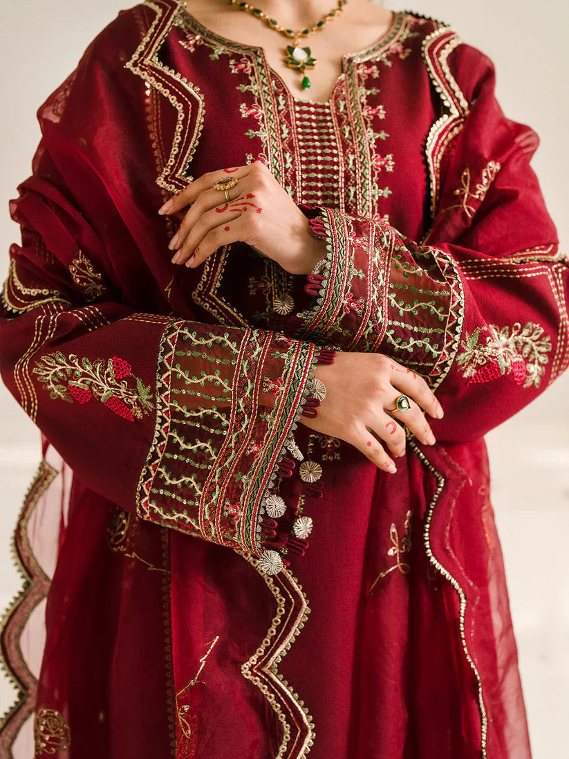 JAZMIN-3PC LAWN EMBROIDERED SHIRT WITH ORGANZA EMBROIDRED DUPATTA AND TROUSER-BIC-3209