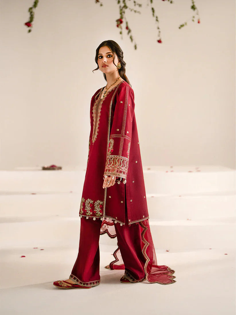 JAZMIN-3PC LAWN EMBROIDERED SHIRT WITH ORGANZA EMBROIDRED DUPATTA AND TROUSER-BIC-3209