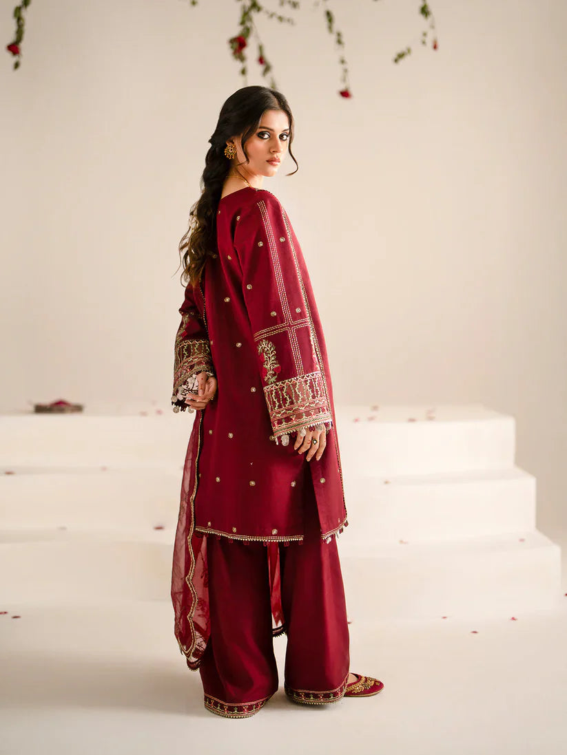 JAZMIN-3PC LAWN EMBROIDERED SHIRT WITH ORGANZA EMBROIDRED DUPATTA AND TROUSER-BIC-3209
