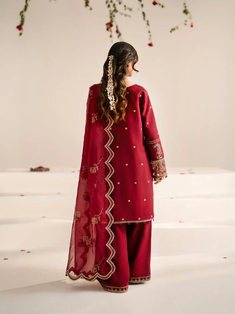 JAZMIN-3PC LAWN EMBROIDERED SHIRT WITH ORGANZA EMBROIDRED DUPATTA AND TROUSER-BIC-3209