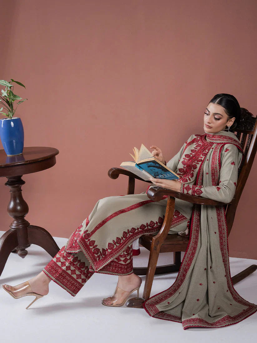 Asim Jofa-Lawn 3pc Embroidered Shirt With Lawn Embroidered Dupatta & Embroidered Trouser-D-3563