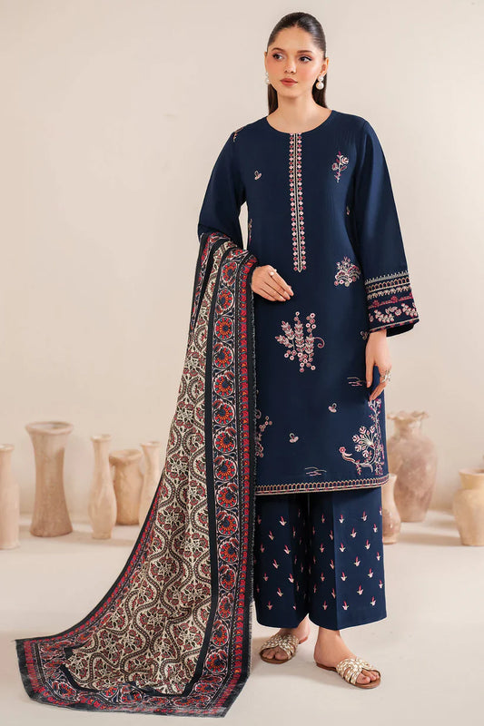 GARNET-3PC LAWN EMBROIDERED SHIRT WITH MONARK PRINT DUPATTA & LAWN TROUSER-D-3540