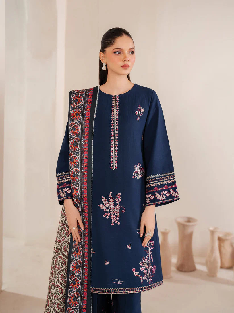 GARNET-3PC LAWN EMBROIDERED SHIRT WITH MONARK PRINT DUPATTA & LAWN TROUSER-D-3540