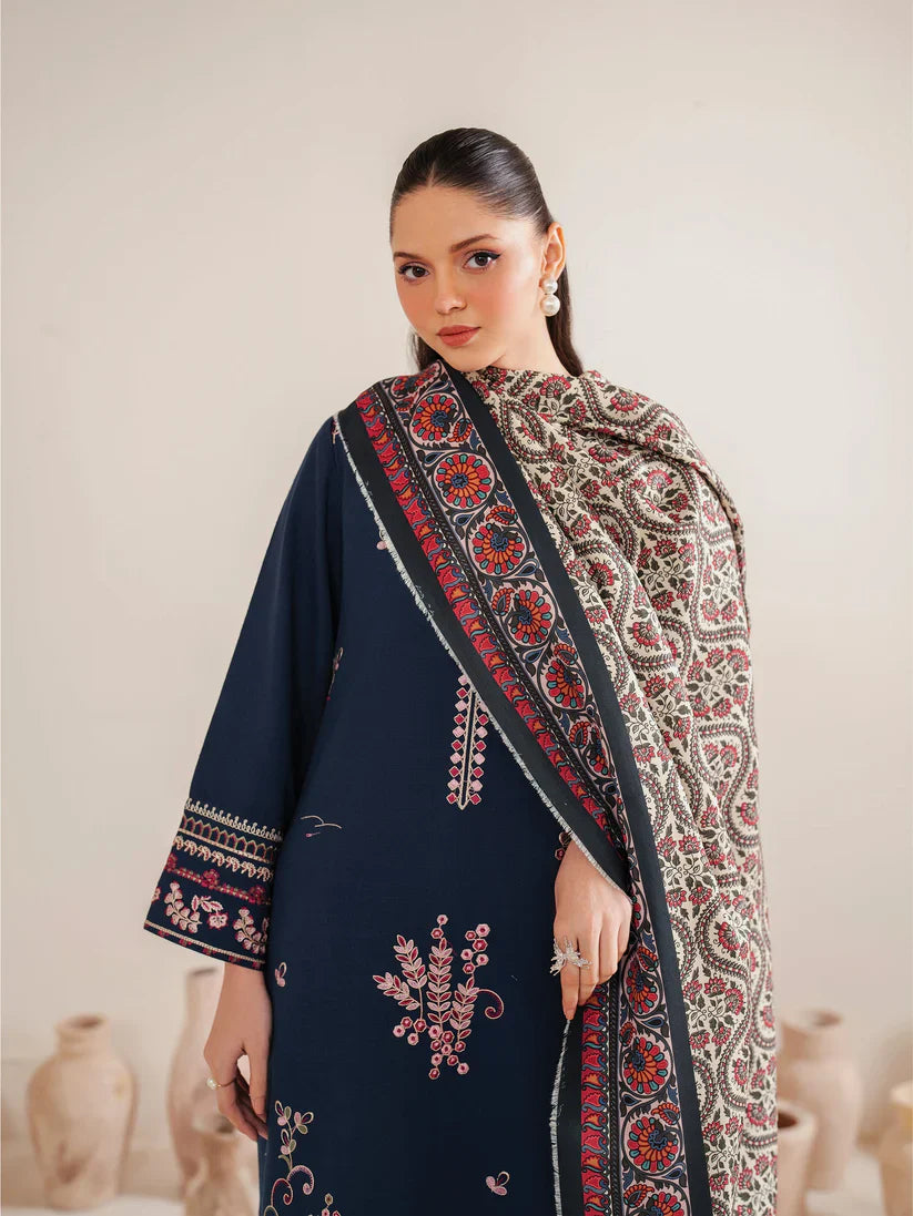 GARNET-3PC LAWN EMBROIDERED SHIRT WITH MONARK PRINT DUPATTA & LAWN TROUSER-D-3540