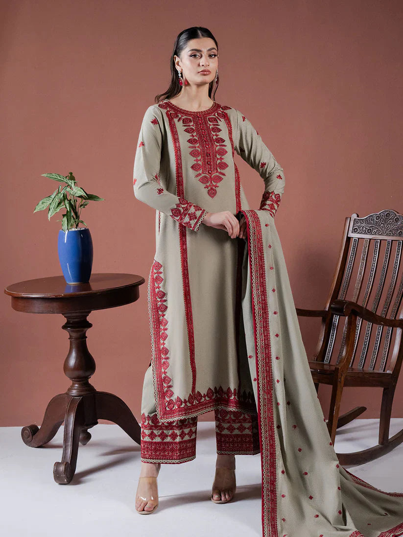 Asim Jofa-Lawn 3pc Embroidered Shirt With Lawn Embroidered Dupatta & Embroidered Trouser-D-3563