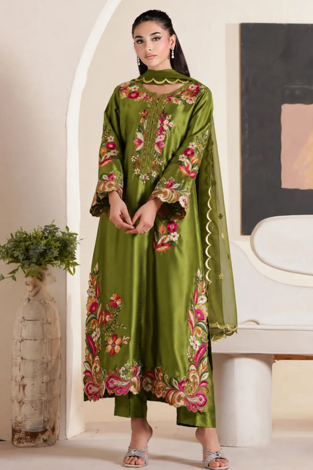 ETHNIC - 2PC Luxury Silk Embroidered Suit (SYT-513)