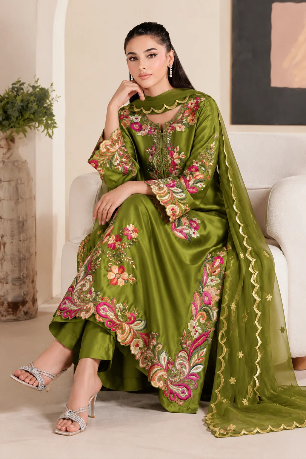 ETHNIC - 2PC Luxury Silk Embroidered Suit (SYT-513)