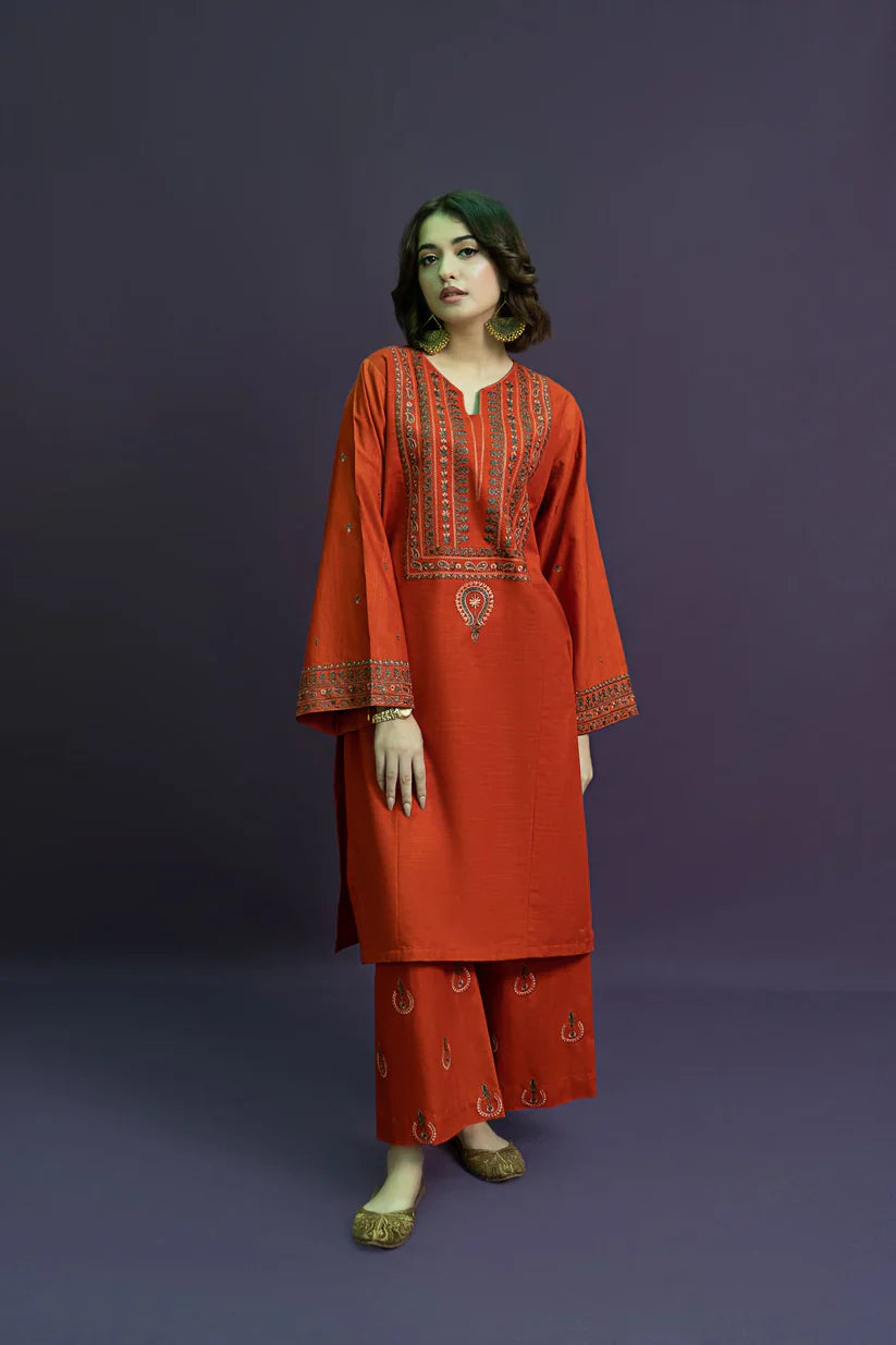 URGE-2PC LAWN EMBROIDRED SHIRT WITH AND EMBROIDRED TROUSER-D-3459