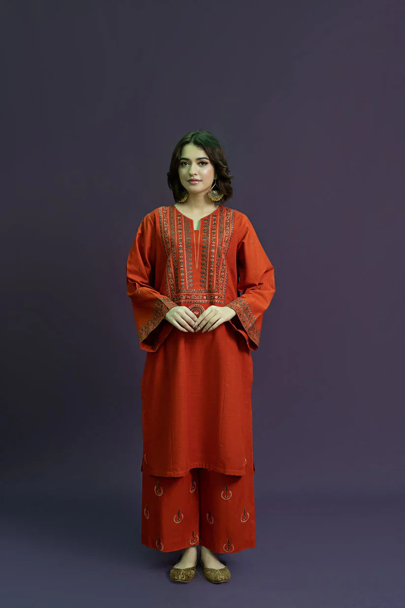 URGE-2PC LAWN EMBROIDRED SHIRT WITH AND EMBROIDRED TROUSER-D-3459