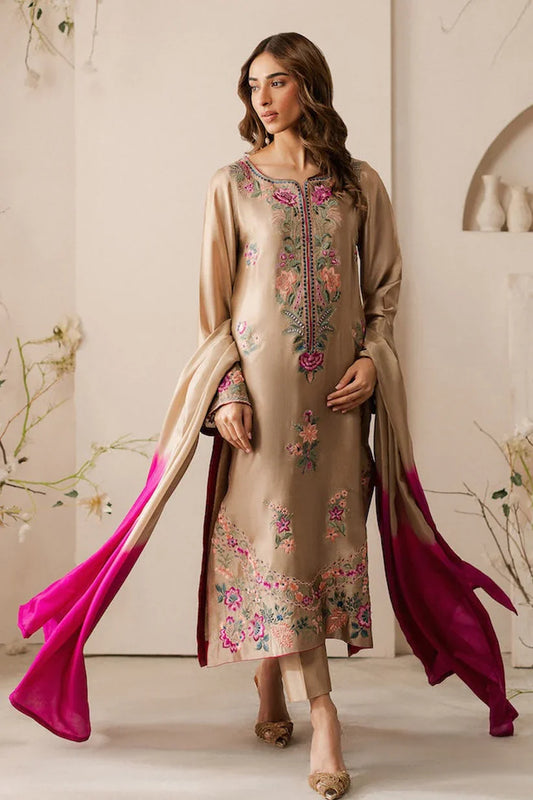 VINTAGE-3PC LAWN EMBROIDERED SHIRT WITH DYE & DYE CHIFFON DUPATTA AND TROUSER-D-3637