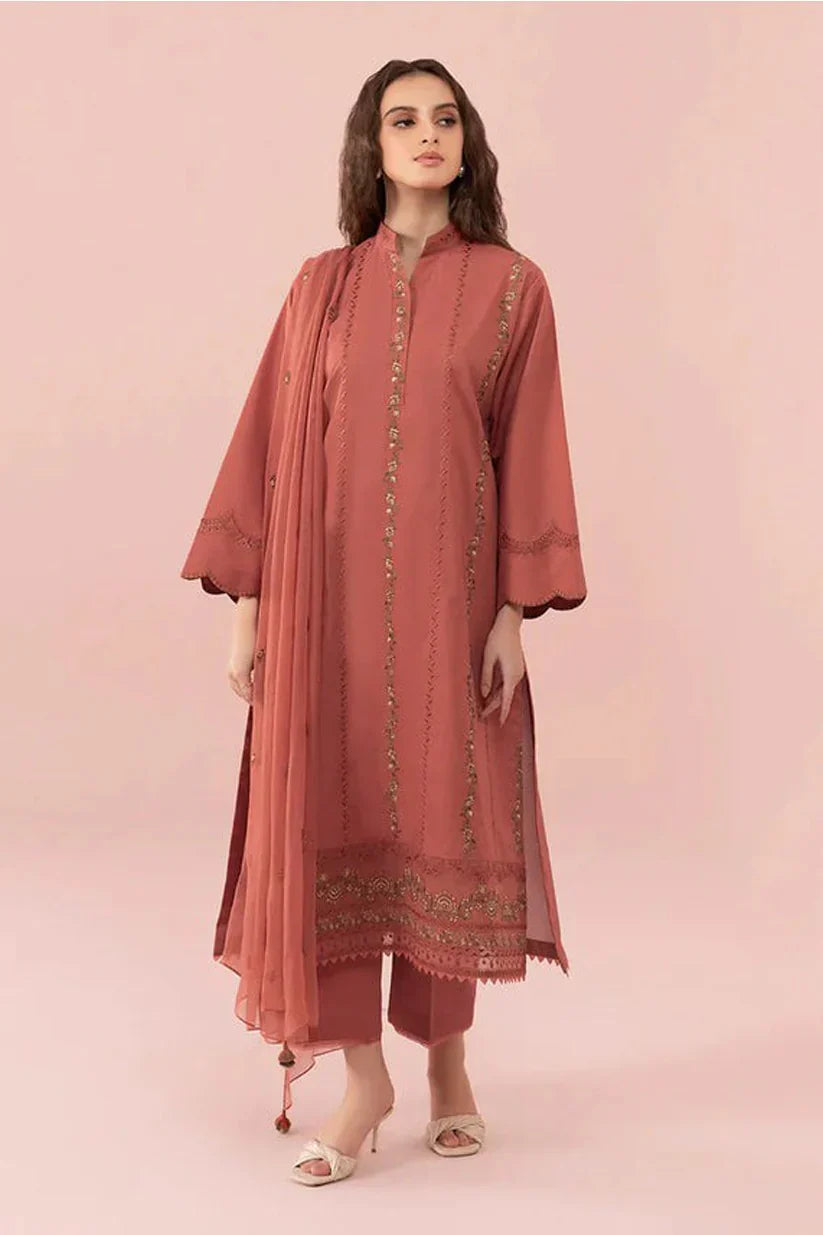SAPPHIRE -3PC LAWN EMBROIDERED SHIRT WITH BAMBER CHIFFON EMBROIDERED DUPATTA-D-3542