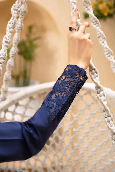 AZURE-3PC LAWN EMBROIDERED SHIRT WITH MONARK PRINT DUPATTA AND TROUSER-D-3547