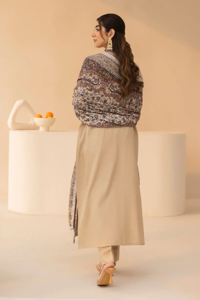MOHAGNI.-3PC LAWN EMBROIDERED SHIRT WITH MONARK PRINT DUPATTA AND TROUSER-D-3641