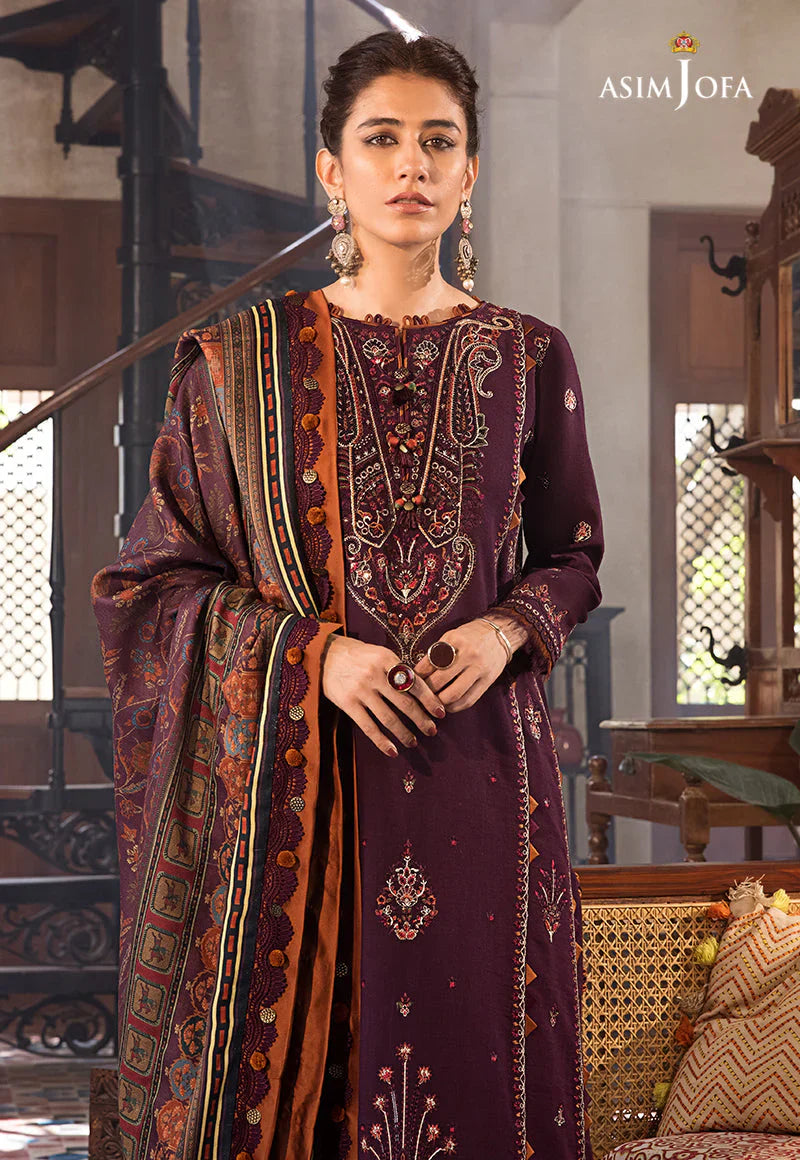 ASIM.JOFA-3PC LAWN EMBROIDERED SHIRT WITH MONARK PRINT DUPATTA AND TROUSER-D-3523