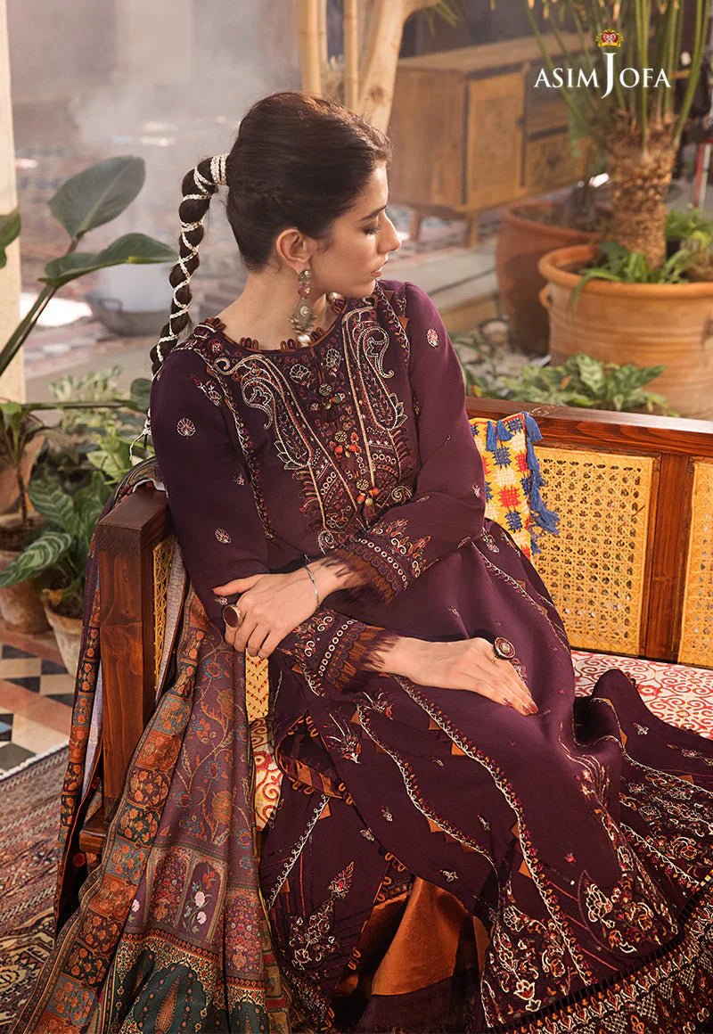 ASIM.JOFA-3PC LAWN EMBROIDERED SHIRT WITH MONARK PRINT DUPATTA AND TROUSER-D-3523
