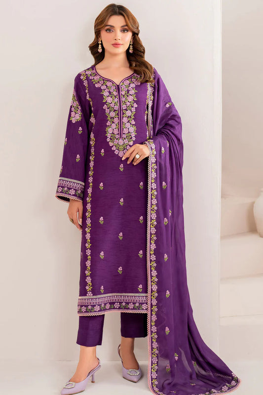GARNET-3PC LAWN EMBROIDERED SHIRT WITH CHIFFON EMBROIDERED DUPATTA AND TROUSER-D-3613