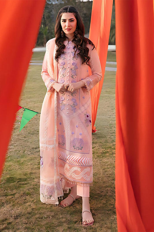 PARISHAY-3PC LAWN EMBROIDERED SHIRT WITH ORGANZA EMBROIDERED DUPATTA-D-3507